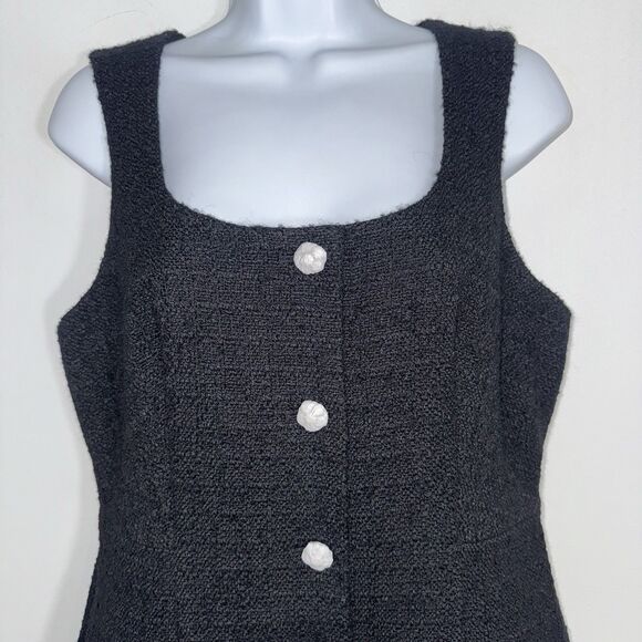 J. Crew Sophia Sleeveless Mini Dress Black Jewel Buttons Women Size 10 NEW - Picture 3 of 10